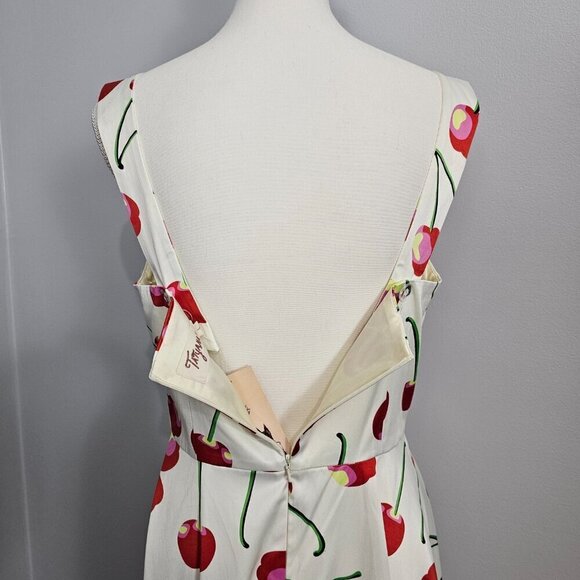 Tatyana Cherry V Neck Sleeveless Retro Midi Swing Dress - Picture 7 of 14